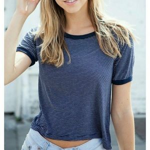 Brandy Melville striped navy blue ringer tee